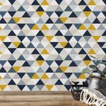 Papel de Parede Abstrato Triângulos (Azul e Amarelo)