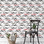 Papel de Parede Pincelado Chevron (Preto e Vermelho)