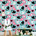 Papel de Parede Infantil Corações e Gatinhos 