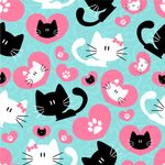 Papel de Parede Infantil Corações e Gatinhos 