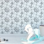Papel de Parede Infantil de Marinheiro (Tons de Cinza)