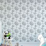 Papel de Parede Infantil de Marinheiro (Tons de Cinza)