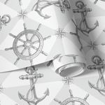 Papel de Parede Infantil de Marinheiro (Tons de Cinza)