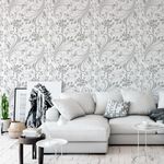 Papel de Parede Flores Cinzas