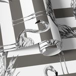 Papel de Parede Tropical, Abacaxis e Flamingos (Cinza)