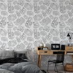 Papel de Parede Câmeras Retro (Cinza)