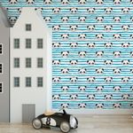 Papel de Parede Azul com Pandas (Infantil)