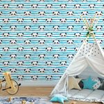 Papel de Parede Azul com Pandas (Infantil)