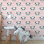 Papel de Parede Rosa com Pandas (Infantil)