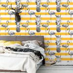 Papel de Parede Tropical, Abacaxis e Flamingos 