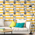 Papel de Parede Tropical, Abacaxis e Flamingos 