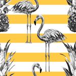 Papel de Parede Tropical, Abacaxis e Flamingos 