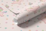 Papel de Parede Infantil Unicórnios e Estrelas (Rosa)