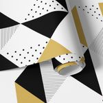 Papel de Parede Abstrato Triângulos (Preto e Amarelo)