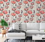 Papel de Parede Pintura Flores Vermelhas 