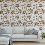 Papel de Parede Rosas Brancas com Dourado
