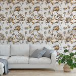 Papel de Parede Rosas Brancas com Dourado