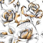 Papel de Parede Rosas Brancas com Dourado