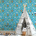 Papel de Parede Animais Savana (Azul)