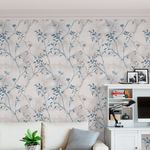 Papel de Parede Flores Retro (Azul)