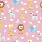 Papel de Parede Animais Savana (Rosa)