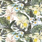 Papel de Parede Tropical Flores e Folhas 