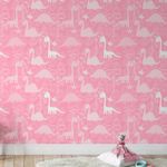 Papel de Parede Dinossauros (Rosa)