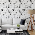 Papel de Parede Flores Aquarelas (Preto e Branco)