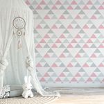 Papel de Parede Triângulos Rosa e Cinza (Grande)