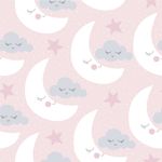 Papel de Parede Infantil Nuvens e Lua (Rosa)