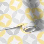 Papel de Parede Infantil Círculos Abstratos (Amarelo e Cinza)