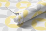 Papel de Parede Infantil Círculos Abstratos (Amarelo e Cinza)