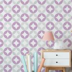Papel de Parede Infantil Círculos Abstratos (Lilás e Cinza)