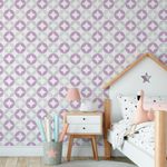Papel de Parede Infantil Círculos Abstratos (Lilás e Cinza)
