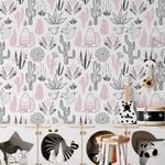 Papel de Parede Cactos Variados Infantil (Rosa)