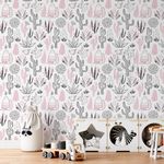 Papel de Parede Cactos Variados Infantil (Rosa)