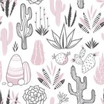 Papel de Parede Cactos Variados Infantil (Rosa)