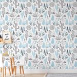 Papel de Parede Cactos Variados Infantil (Azul)