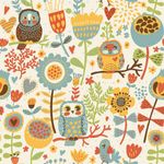 Papel de Parede Corujas e Flores Coloridas 
