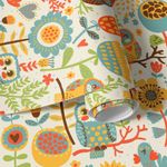 Papel de Parede Corujas e Flores Coloridas 