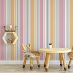 Papel de Parede Listras Rosas e Amarelas 