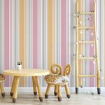 Papel de Parede Listras Rosas e Amarelas 
