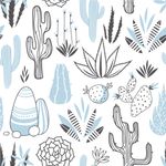 Papel de Parede Cactos Variados Infantil (Azul)
