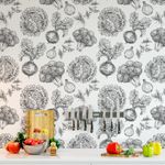 Papel de Parede para Cozinha de Legumes (Preto e Branco)