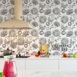 Papel de Parede para Cozinha de Legumes (Preto e Branco)
