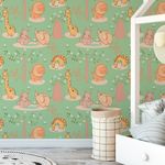 Papel de Parede Infantil Animais Safari (Verde)