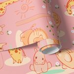 Papel de Parede Infantil Animais Safari (Rosa)
