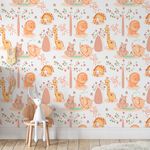 Papel de Parede Infantil Animais Safari (Branco)