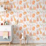 Papel de Parede Infantil Animais Safari (Branco)