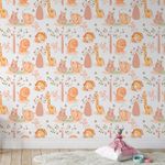 Papel de Parede Infantil Animais Safari (Branco)